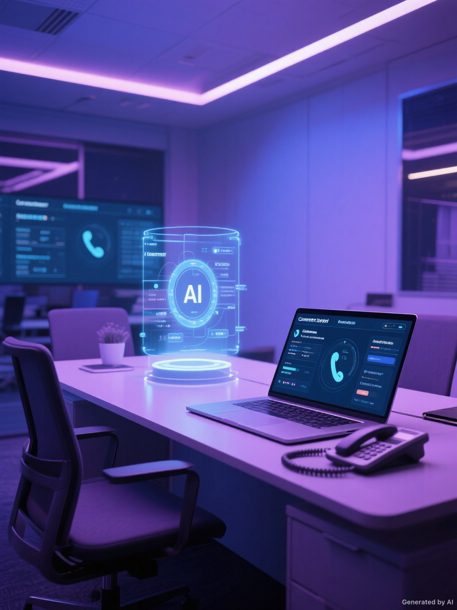 AI operations workspace with dashboards and customer support tools